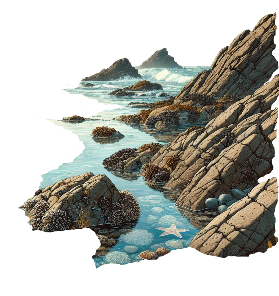 Coastal foraging spot illustration